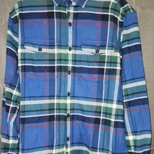 American Eagle Outfitters Casual Blue and Green Plaid Shirt